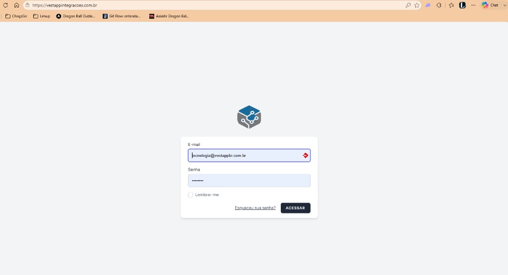 Acesso ao dashboard administrativo em vestappintegracoes.com.br