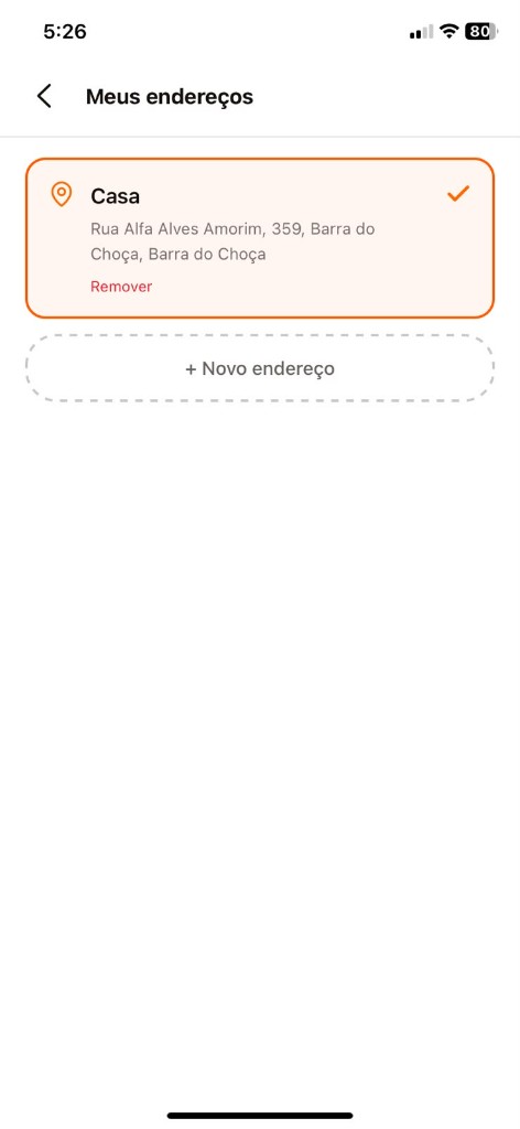 Endereços salvos para entrega e checkout
