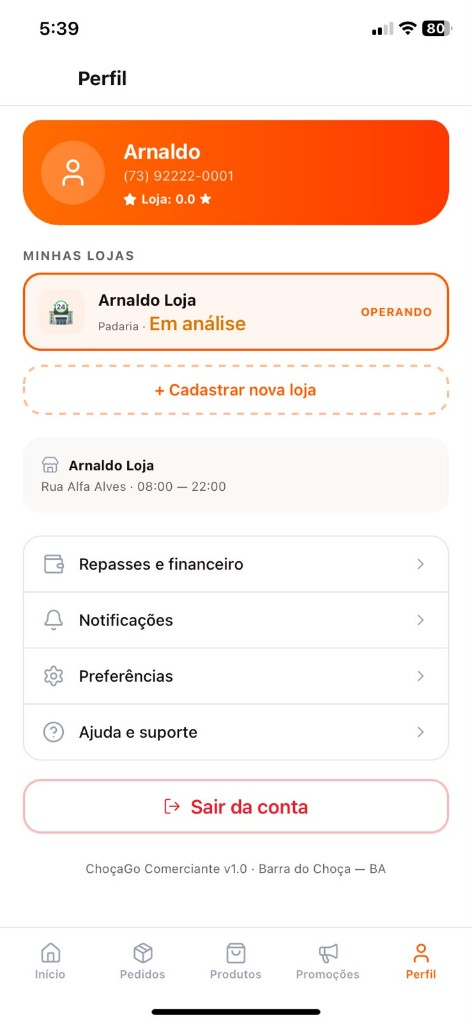 Perfil e gestão de lojas — repasses, notificações e suporte