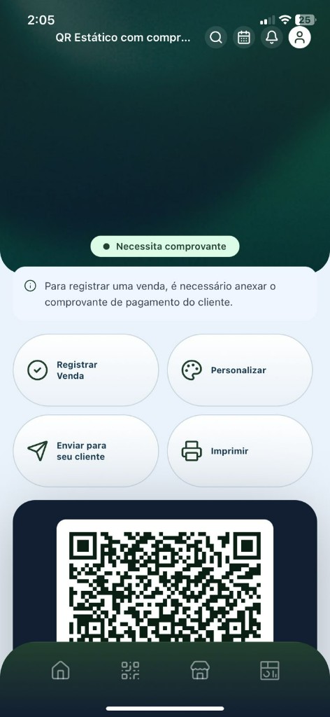 QR estático com comprovante de venda