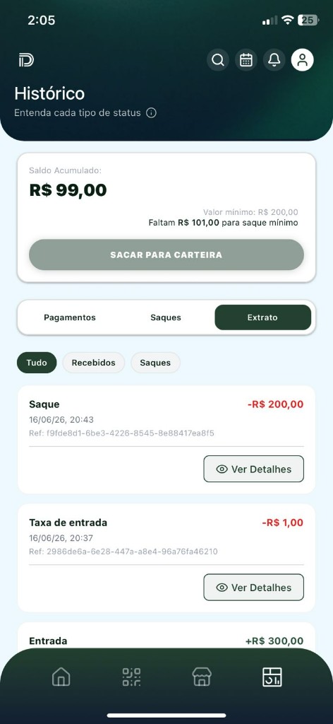 Extrato consolidado da conta