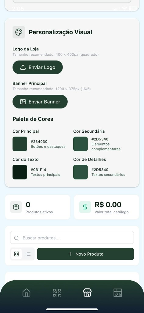 Personalização visual e catálogo da loja